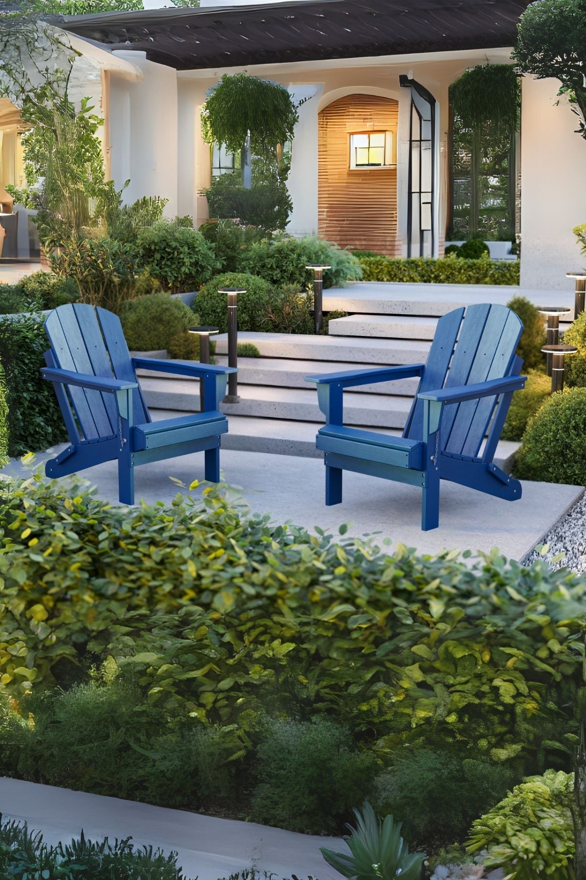 Classic Folding Adirondack Chair Blue Bera Design