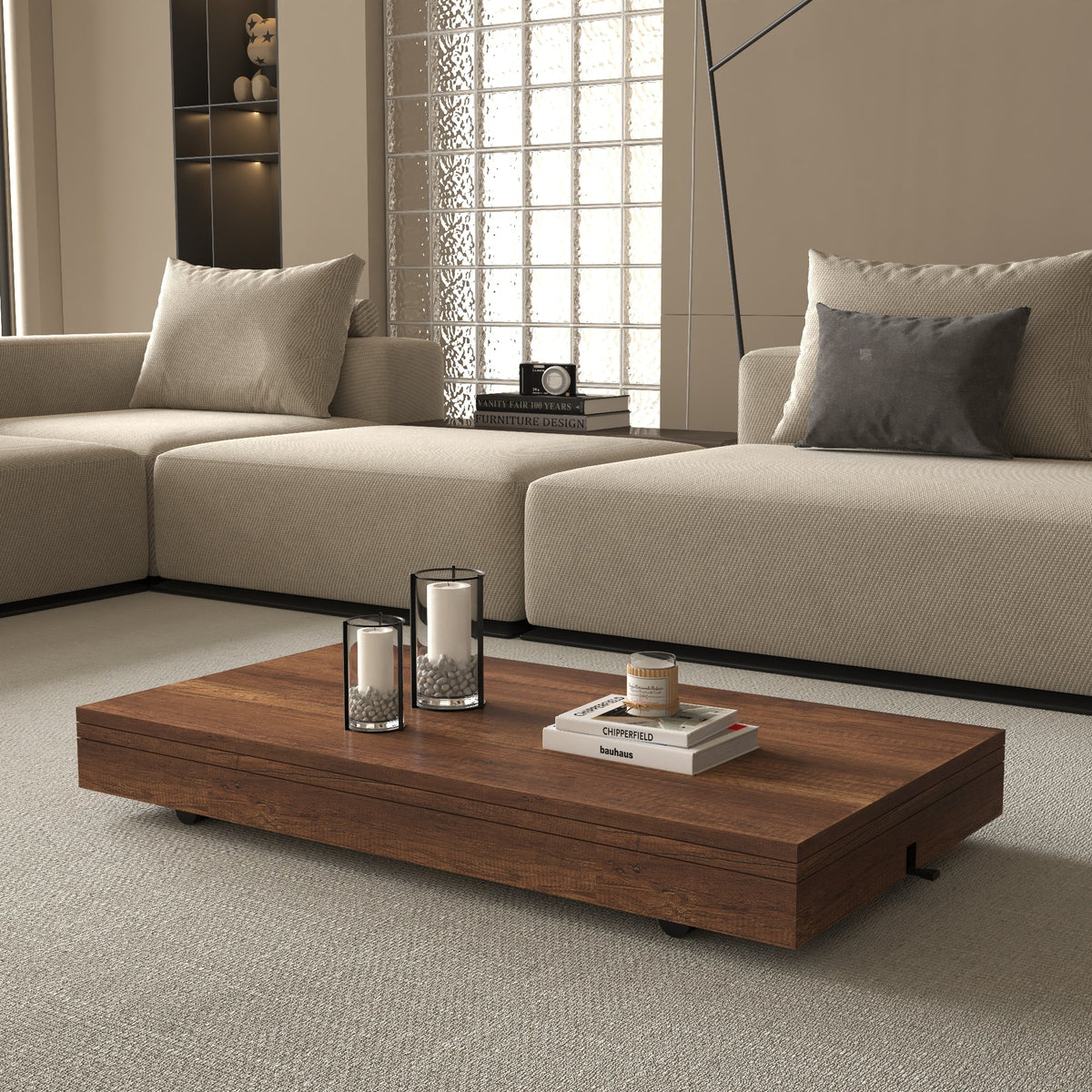 Zen Extendable Convertible Coffee to Dining Table - Dark Walnut