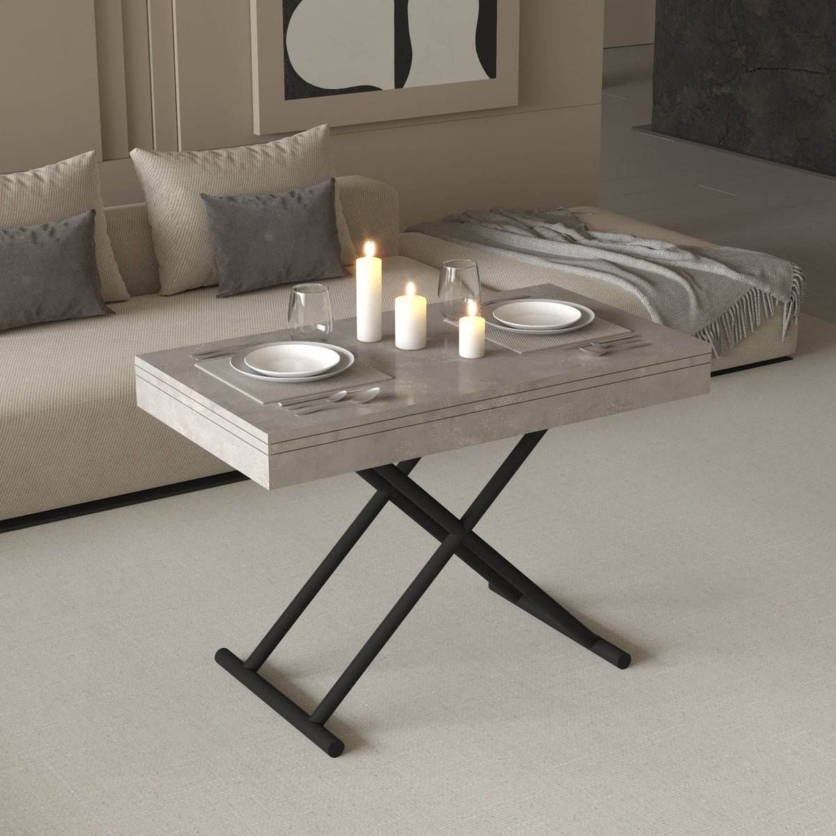 Zen Extendable Convertible Coffee to Dining Table - Silver