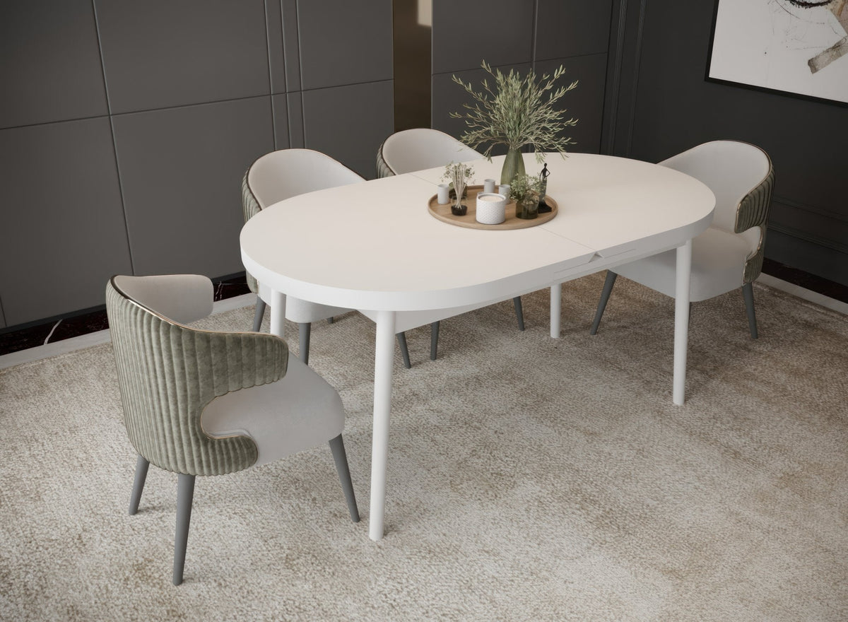 Butterfly White Extendable Dining Table Up To 8 Seater with Storage