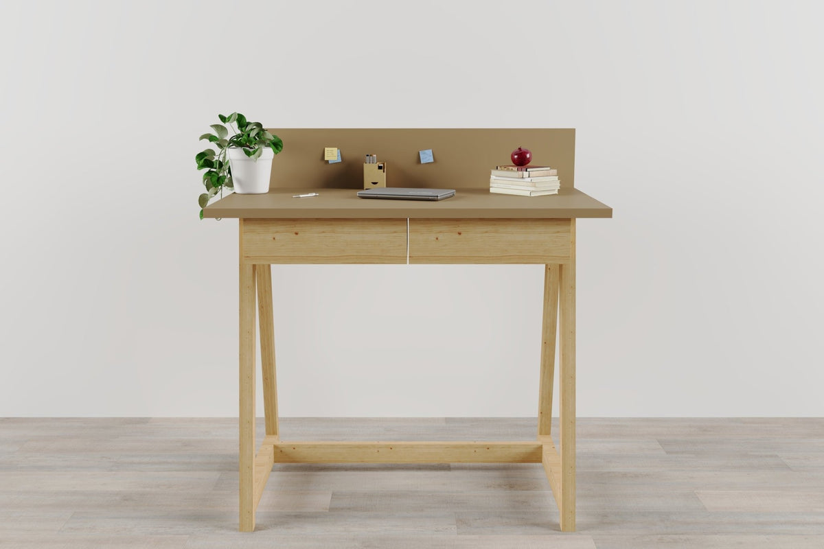 Memphis Creme Wooden Writing Desk with 2 Drawers