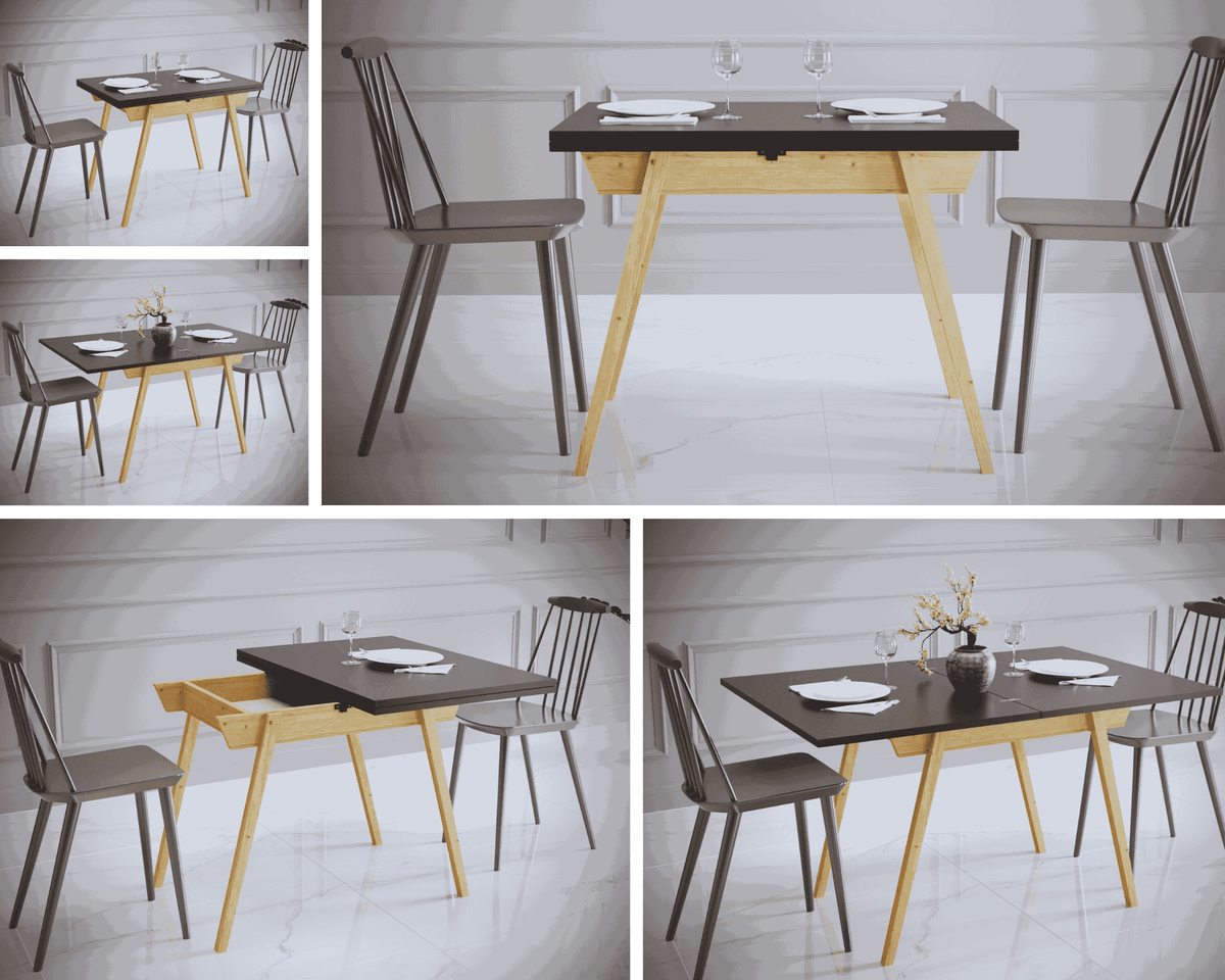 Ottara Black Extendable Dining Table with Storage