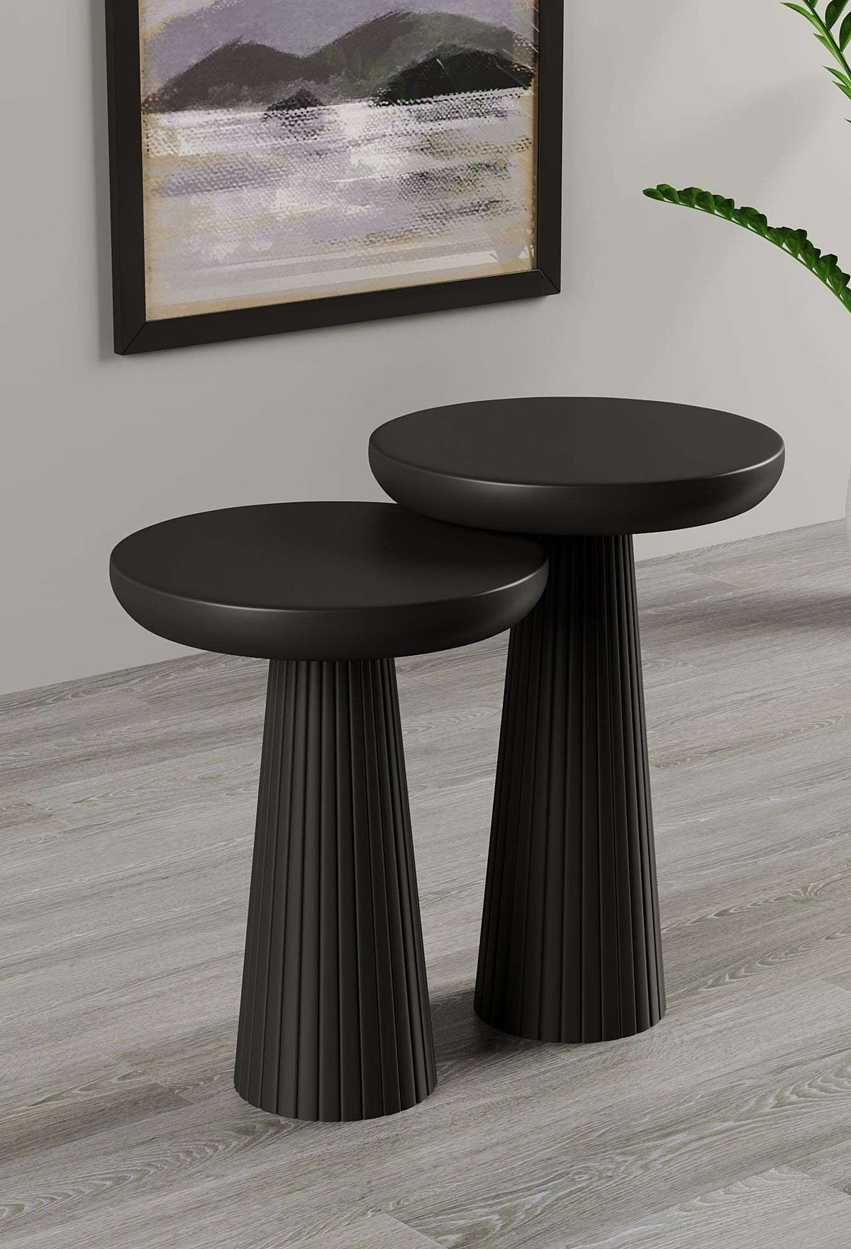 Ottawa Black Mushroom Round Nested & Side Table Medium + Large (2pcs)