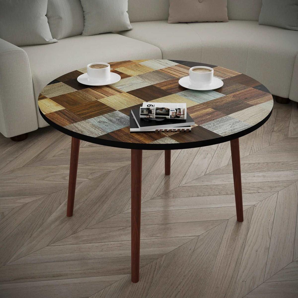 Puzzle Round Coffee Table with Different Colours