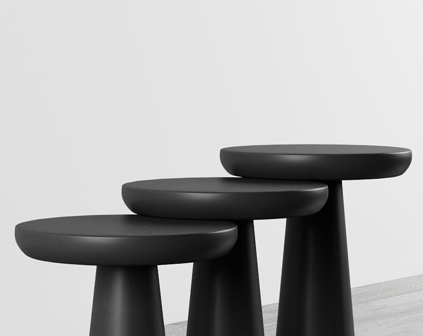 Vera Black Mushroom Round Nested & Side Table