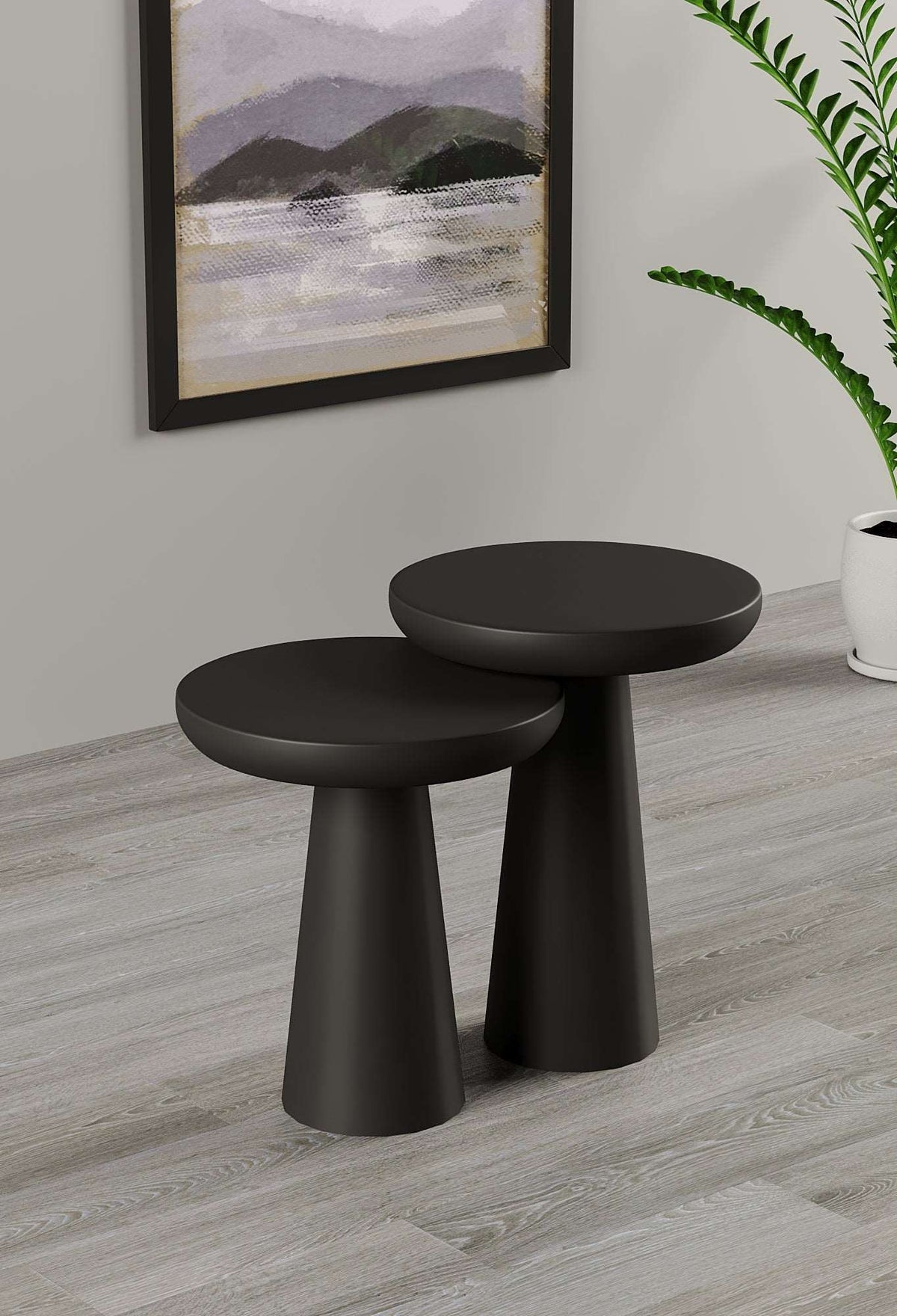 Vera Black Mushroom Round Nested & Side Table Small + Medium (2pcs)