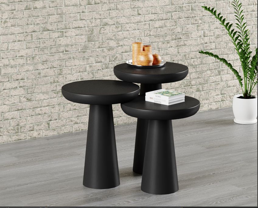 Vera Black Mushroom Round Nested & Side Table