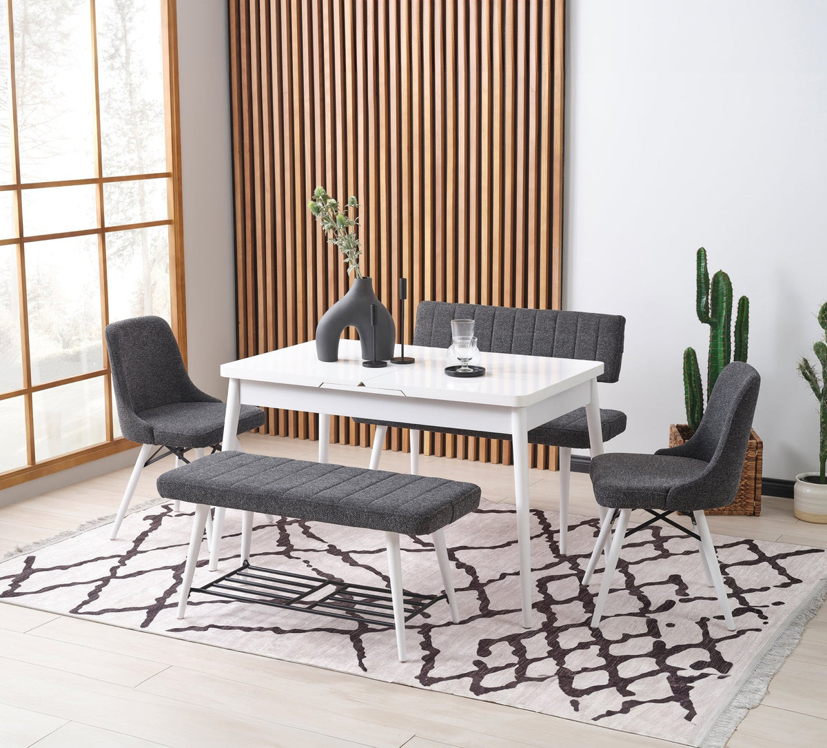 White Pearl Butterfly Extendable Dining Table