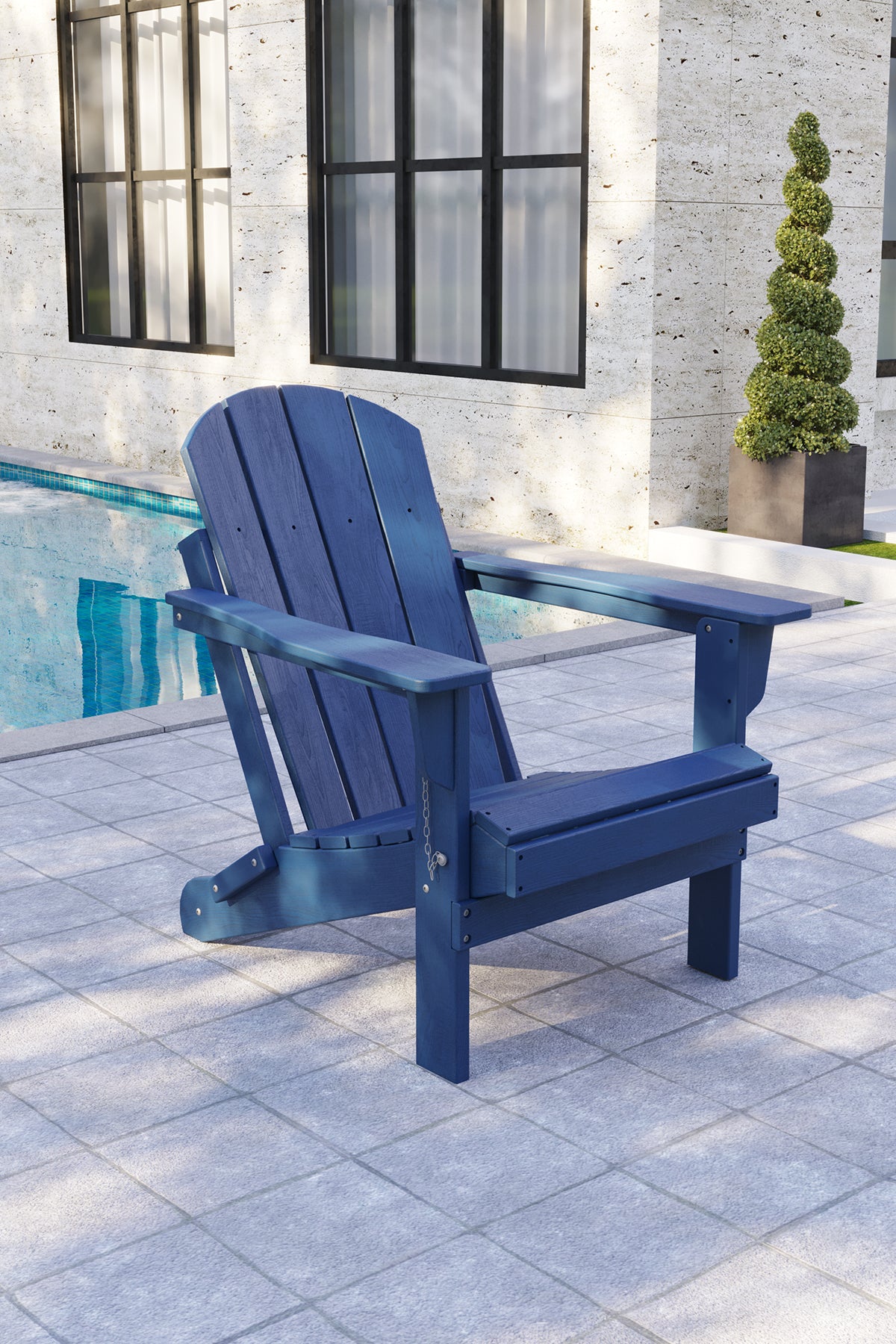 Classic Folding Adirondack Chair Blue Bera Design