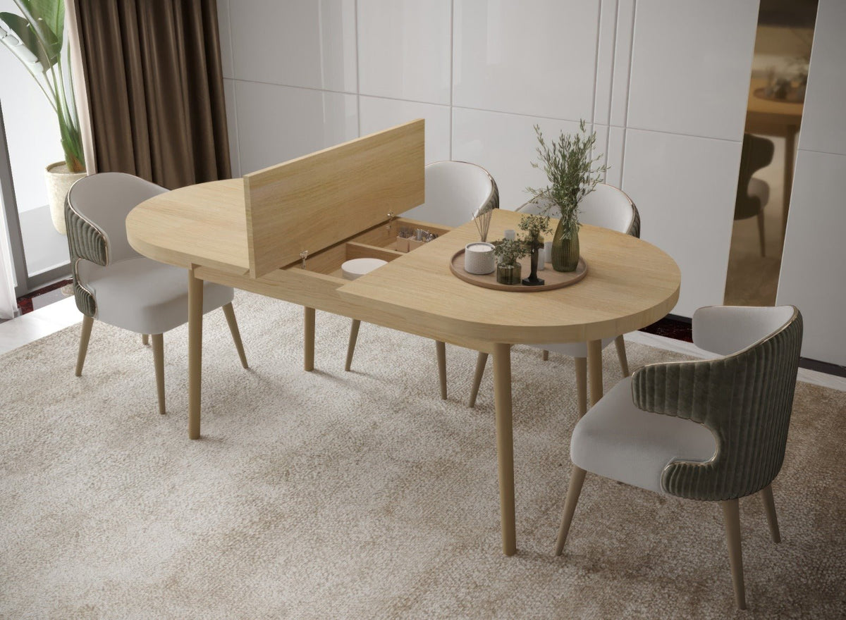 Butterfly Oak Extendable Dining Table Up To 8 Seater with Storage