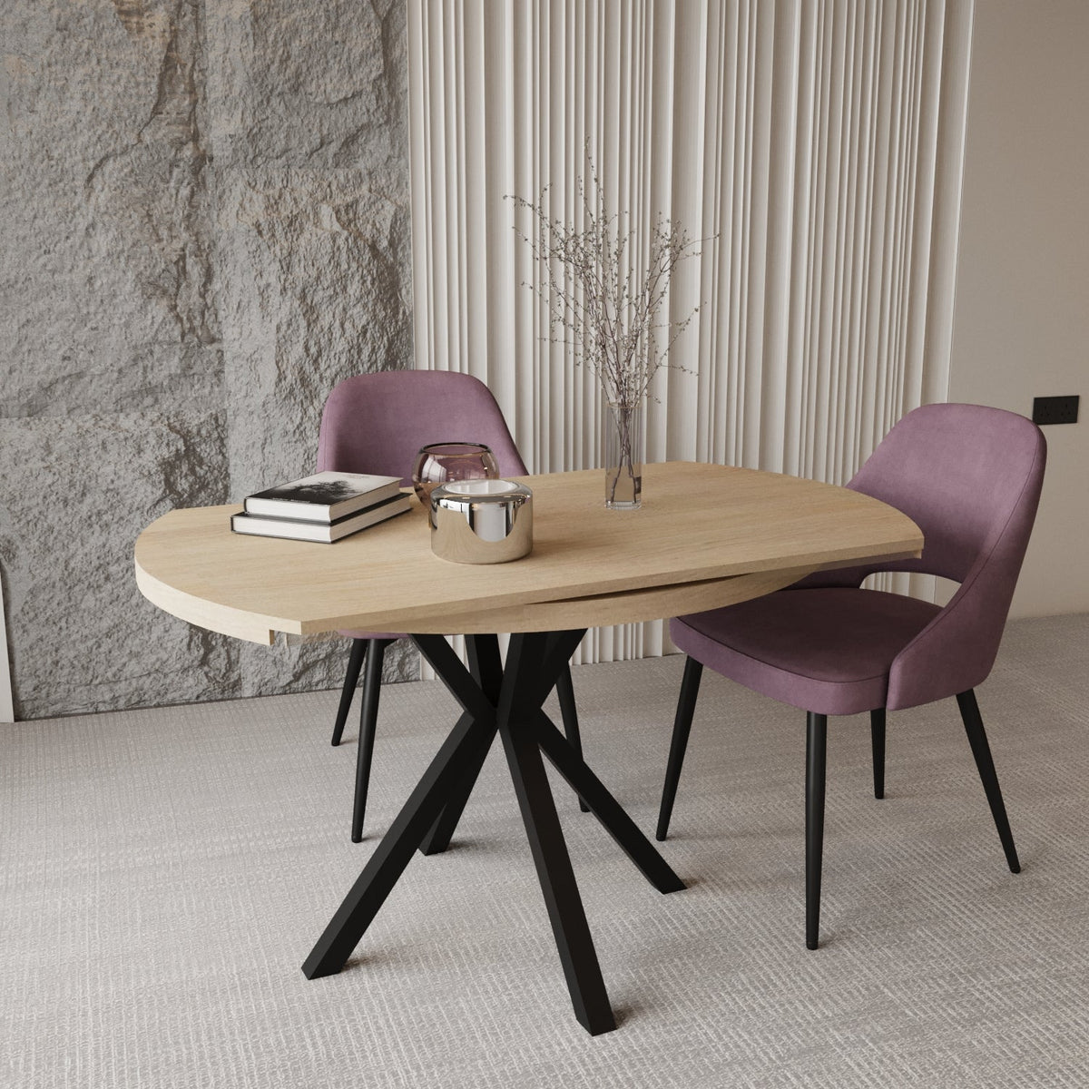 Pegasus Oak Round to Rectangular Extendable Dining Table Up to 6 Seater Dining Table
