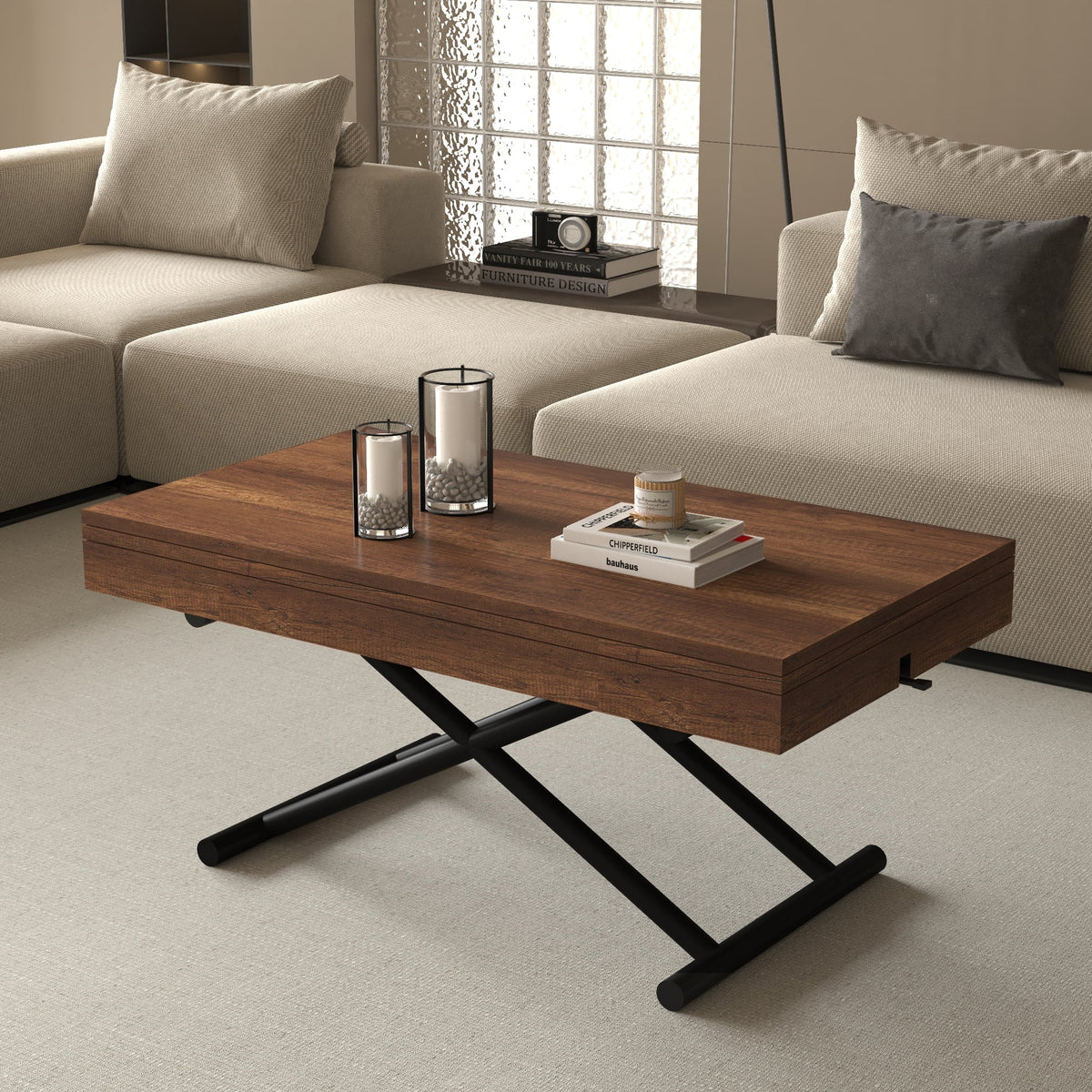 Zen Extendable Convertible Coffee to Dining Table - Dark Walnut    