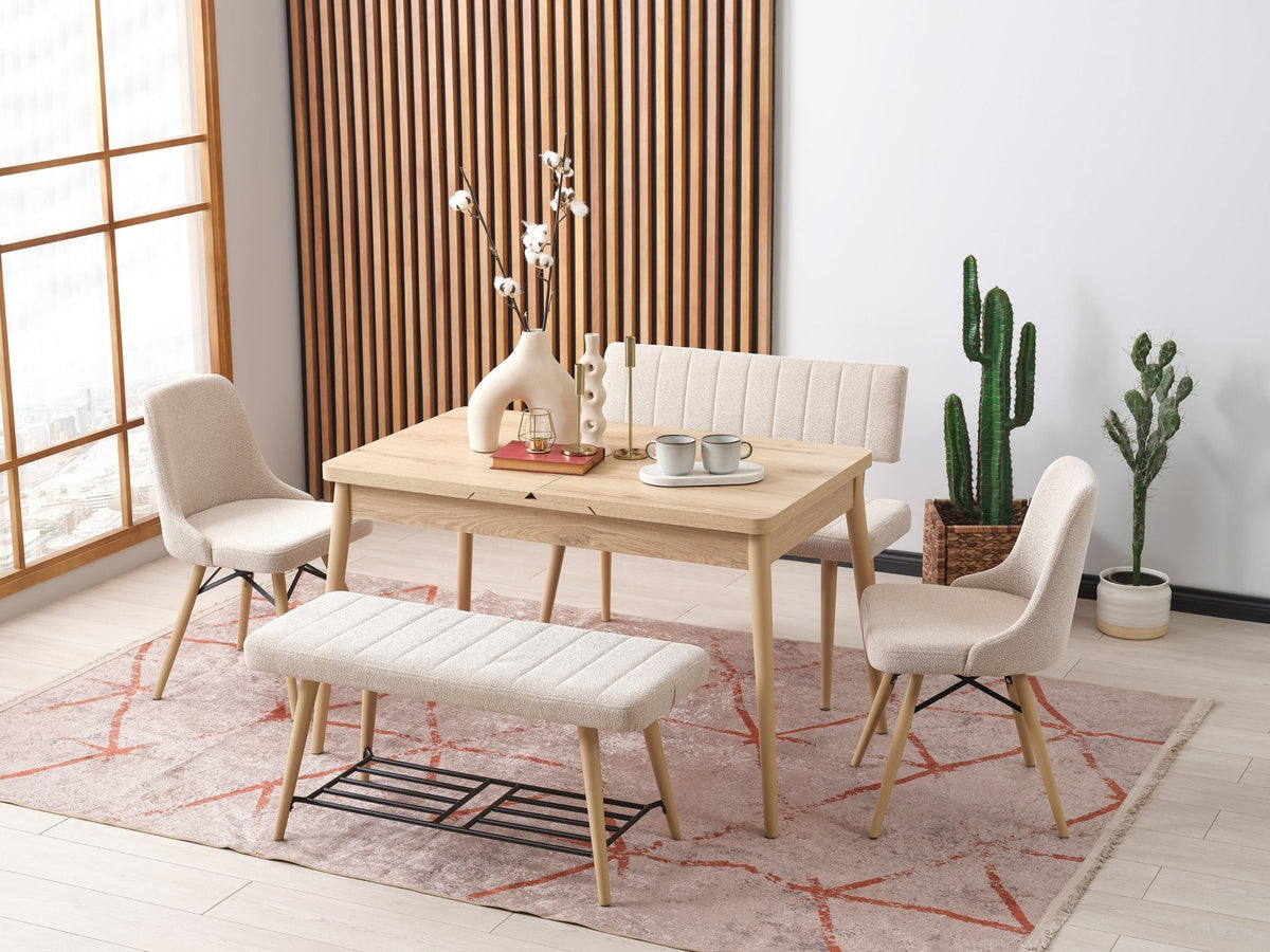 Beige Butterfly Extendable Dining Table