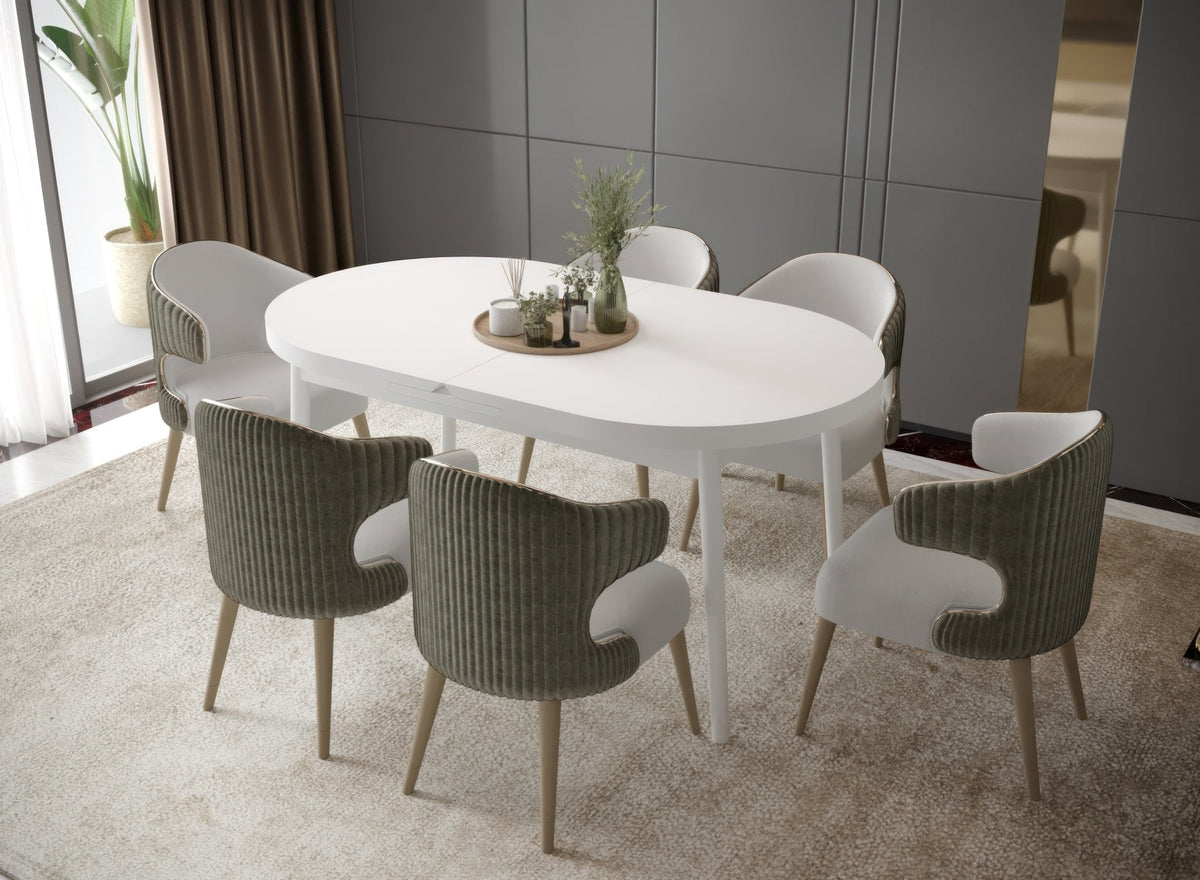 Butterfly White Extendable Dining Table Up To 8 Seater with Storage