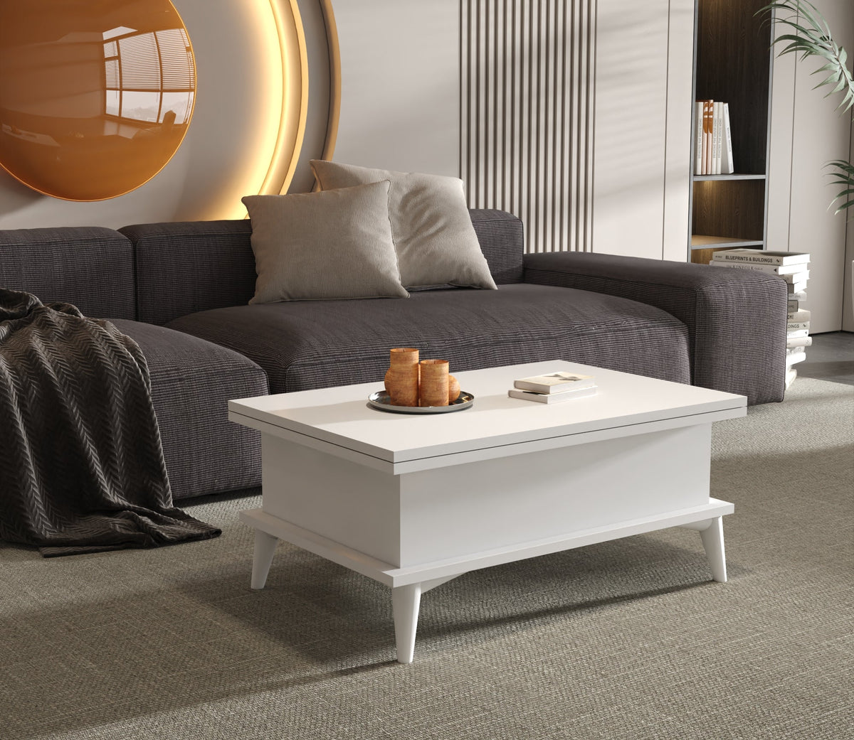 Magic White Extendable Coffee & Dining Table 6 in 1    
