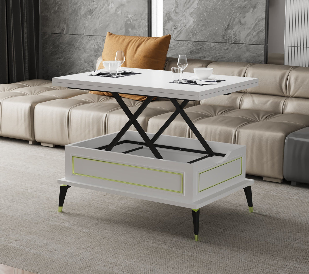 Magic Ocean Extendable Coffee & Dining Table 6 in 1    