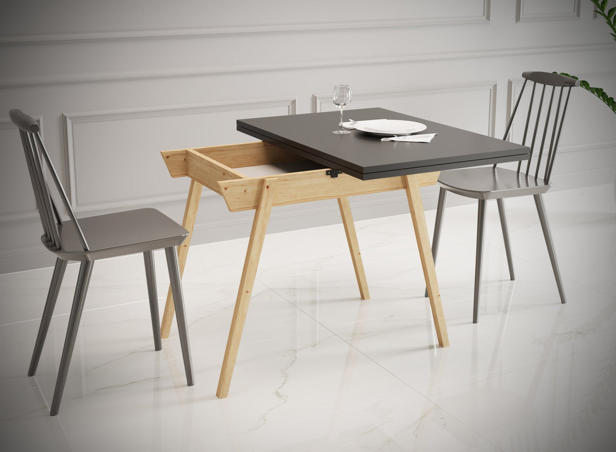 Ottara Black Extendable Dining Table with Storage