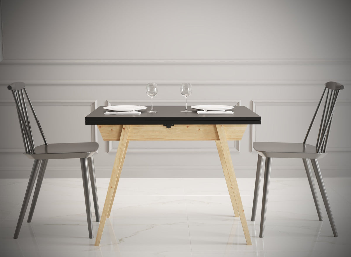 Ottara Black Extendable Dining Table with Storage
