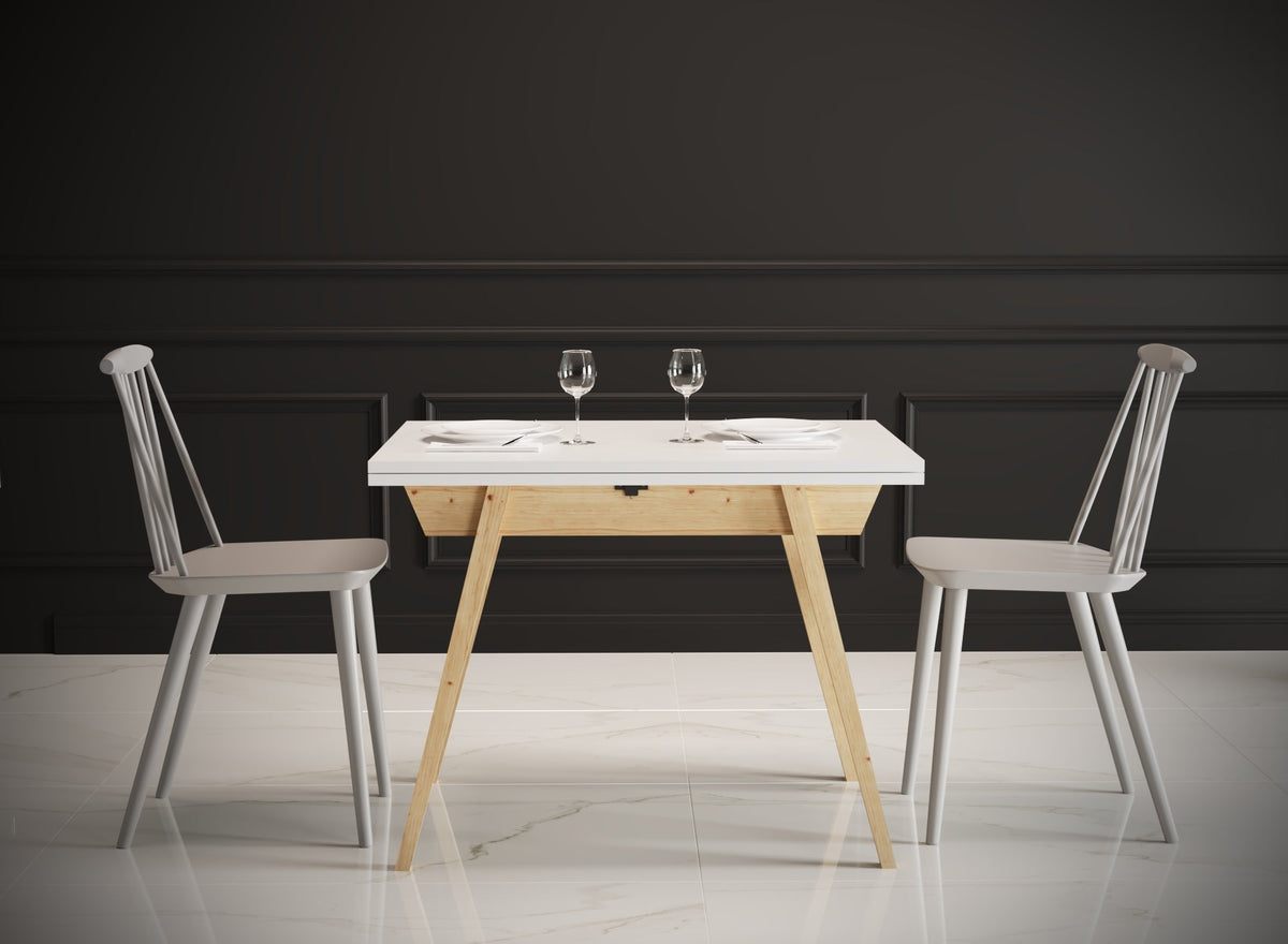 Ottara White Extendable Dining Table with Storage