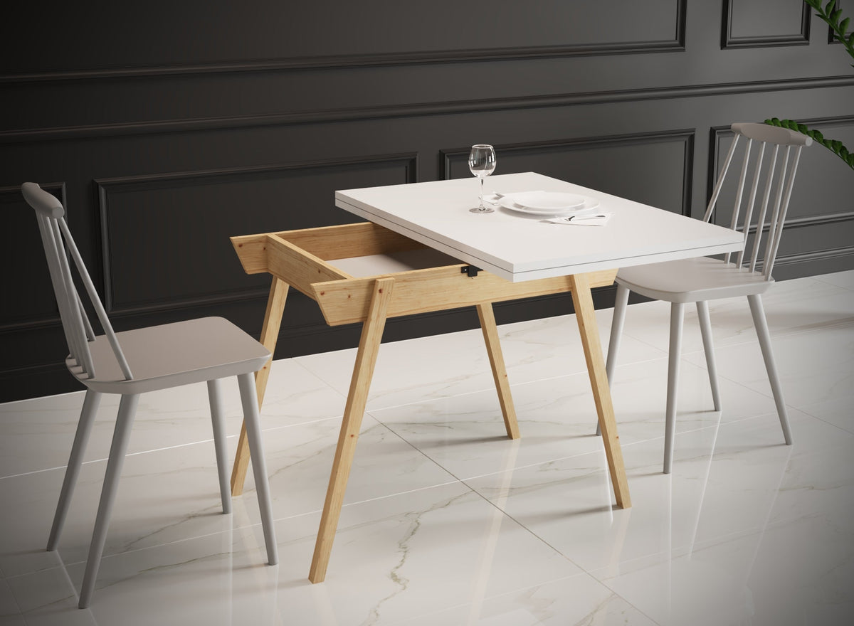 Ottara White Extendable Dining Table with Storage