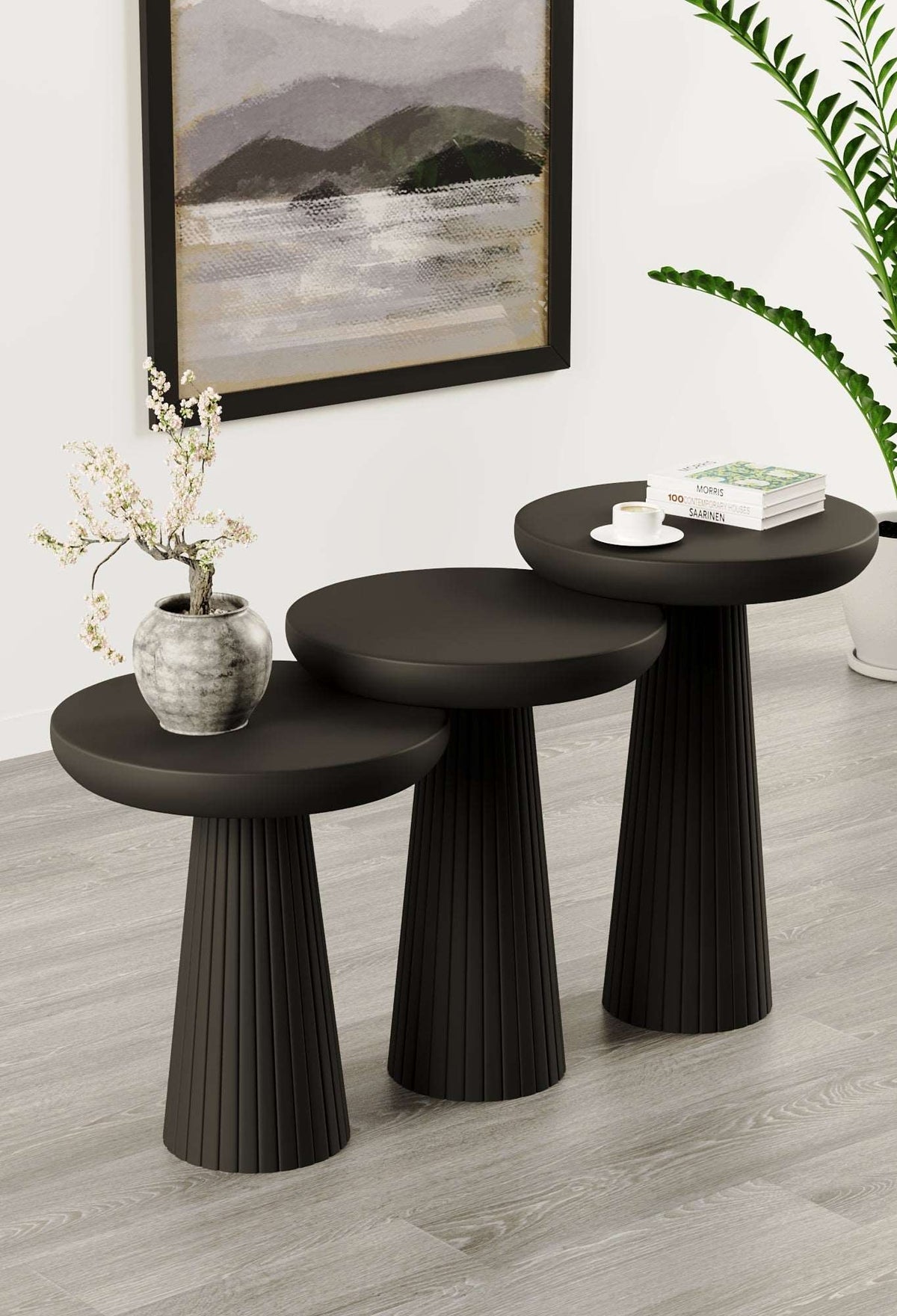 Ottawa Black Mushroom Round Nested & Side Table    
