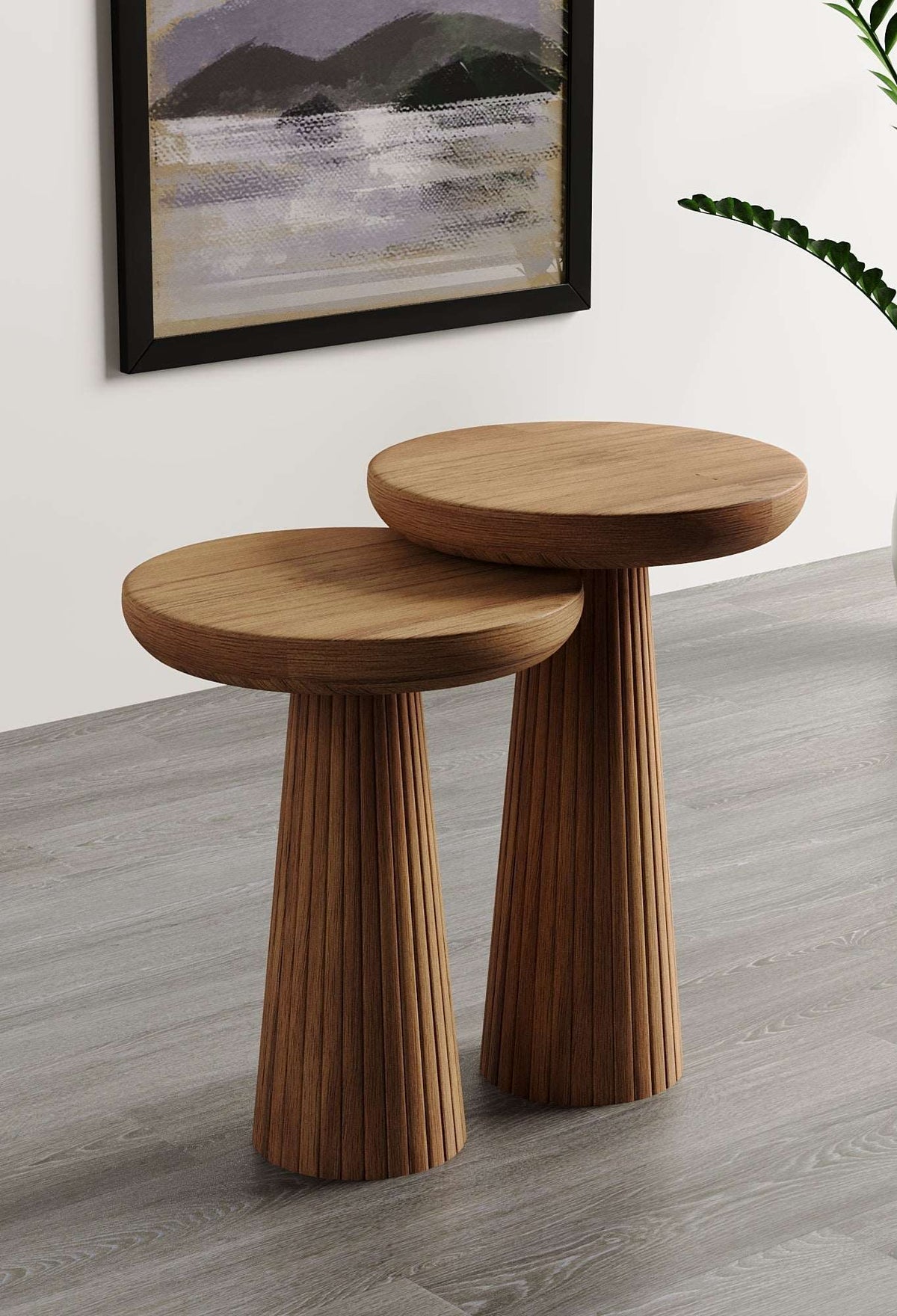 Ottawa Medium Walnut Mushroom Round Nested & Side Table  Medium + Large (2pcs)  