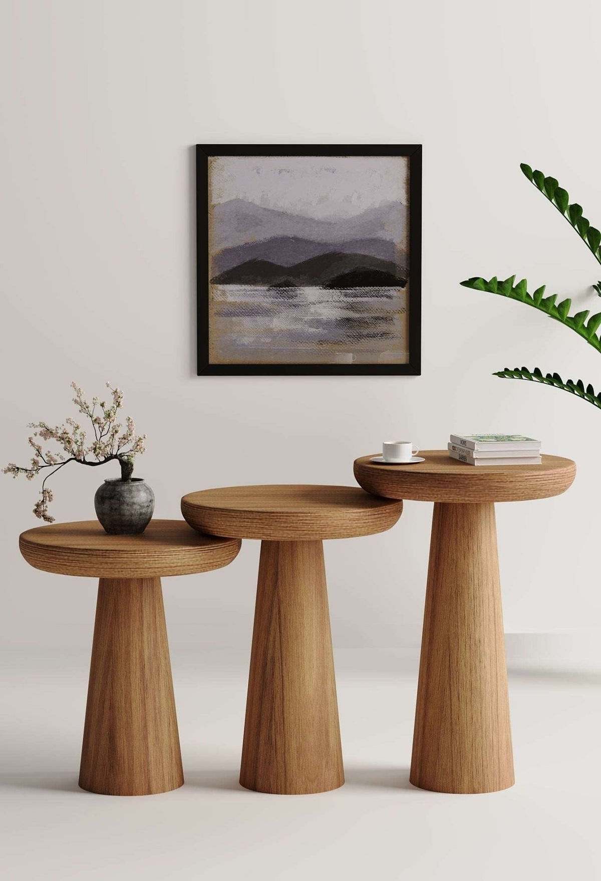 Vera Medium Walnut Mushroom Round Nested & Side Table    