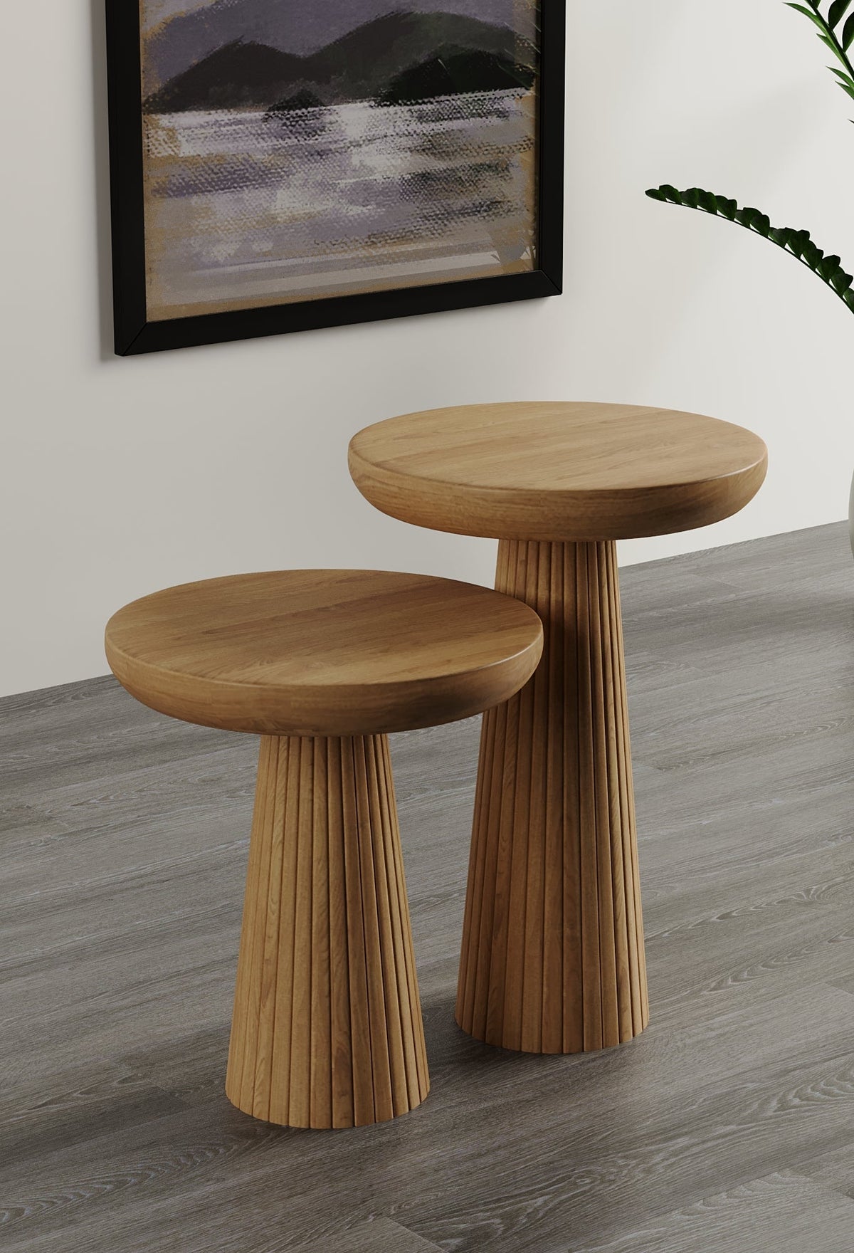 Ottawa Natural Mushroom Round Nested & Side Table Side Table Small + Large (2pcs)  