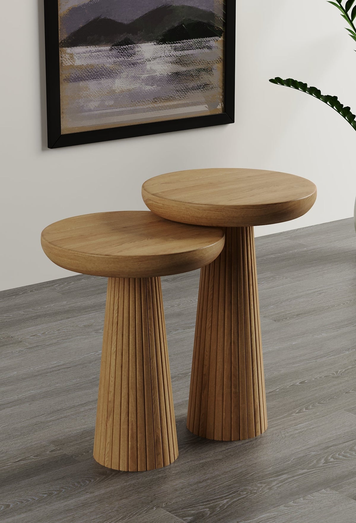 Ottawa Natural Mushroom Round Nested & Side Table Side Table Medium + Large (2pcs)  