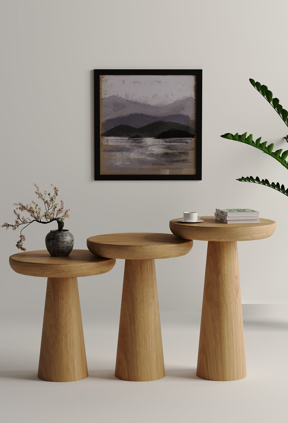 Vera Natural Mushroom Round Nested & Side Table    